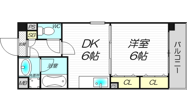 サンプレイスの107号室１DKの間取り図
